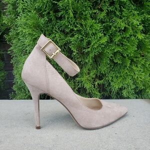 Graceland Beige Ankle Strap Buckle Heels Size 11